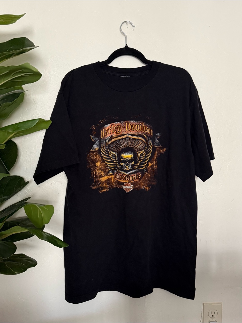 Harley Davidson Size XL Skull Graphic Waco, Texas Double Sided Black T Shirt